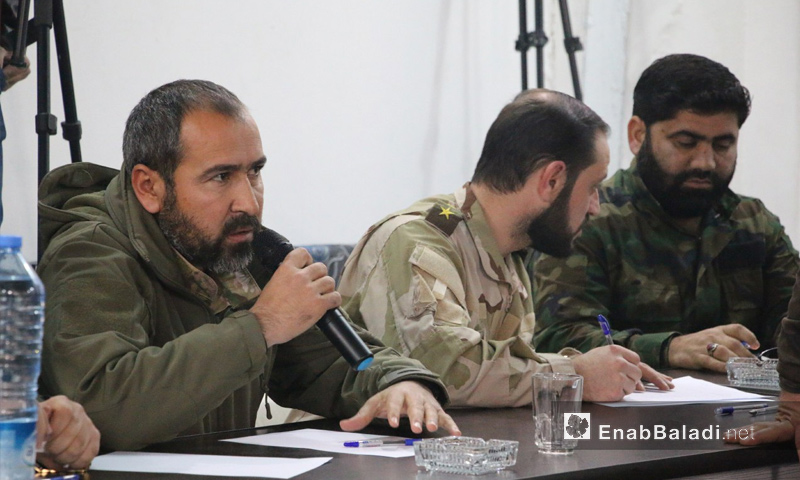 قادة الفصائل العسكرية في ريف حلب بعد الاجتماع الذي تشكل على أساسه "الجيش الوطني السوري" - 30 كانون الأول 2017 (عنب بلدي)