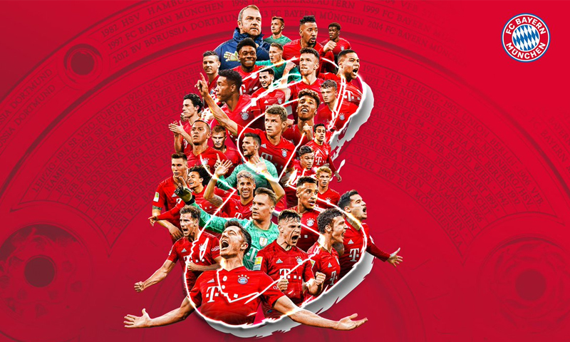 تصميم للاعبي بايرن ميونخ الألماني بعد تحقيقه لقب البونديسليغا للمرة الثامنة في تاريخه- (FC BAYREN)