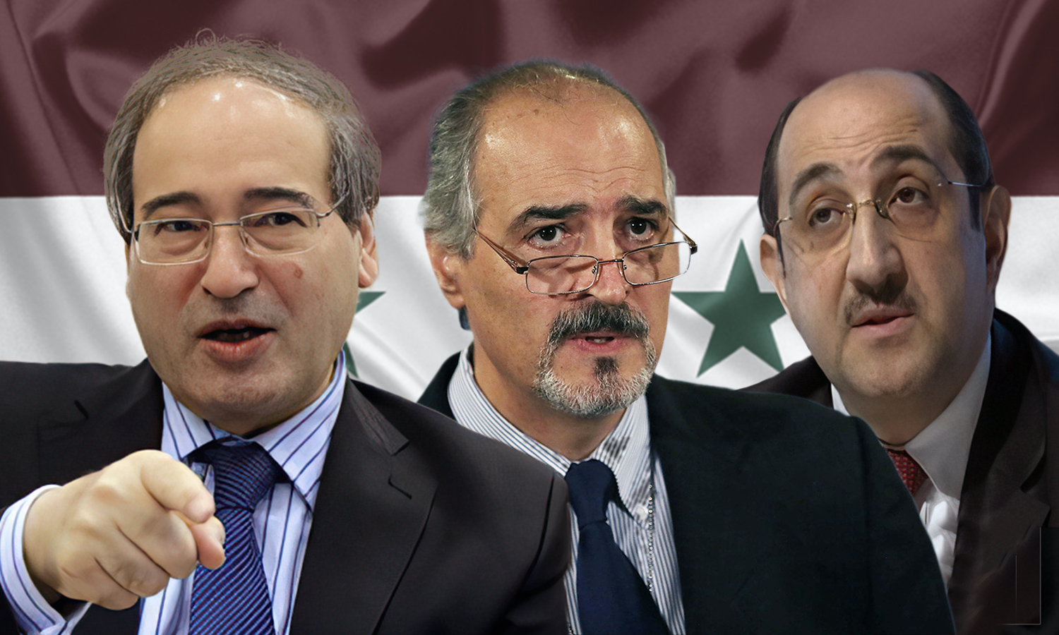 فيصل المقداد وبشار الجعفري وبسام الصباغ (تعديل عنب بلدي)