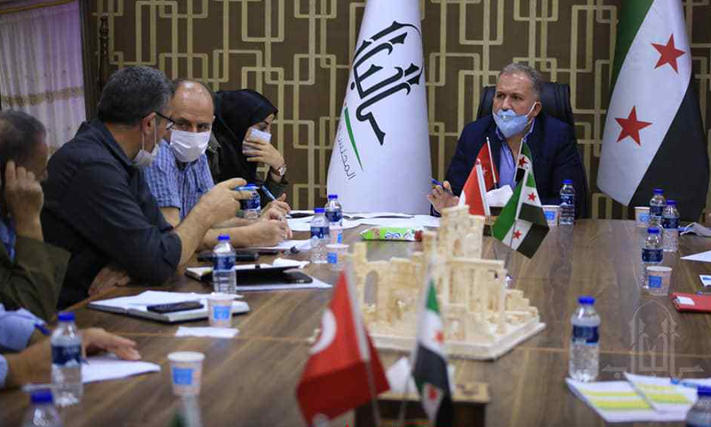 A woman participates in a meeting of al-Bab’s local council in northern countryside of Aleppo- 1 November 2020 (al-Bab local council)