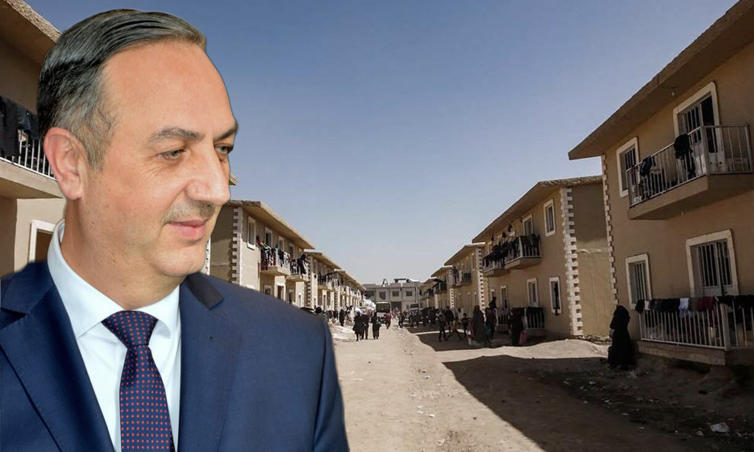 Al-Harjalah housing center and Rif Dimashq governor Alaa Ibrahim (edited by Enab Baladi)